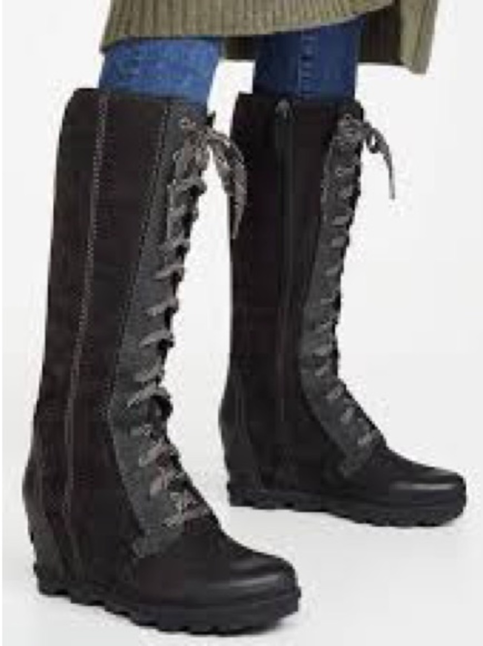 Sorel Women's Tall Lace-Up Boots in Charcoal